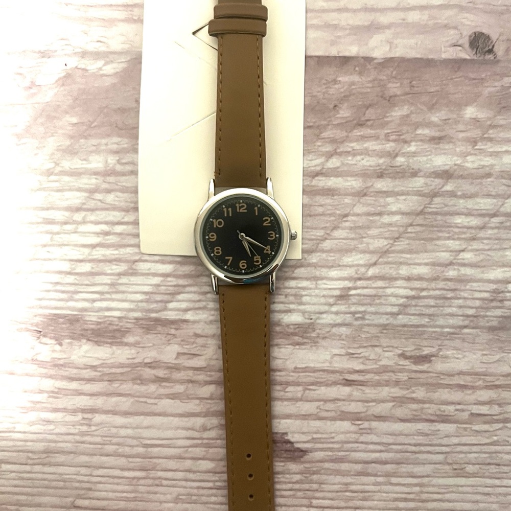 Brown Leather  Calvin Hill Strap Watch